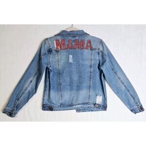 Judith March SzSm MAMA Pink Emblished Blings Jean Jackets Buttondown‎ RareUnique